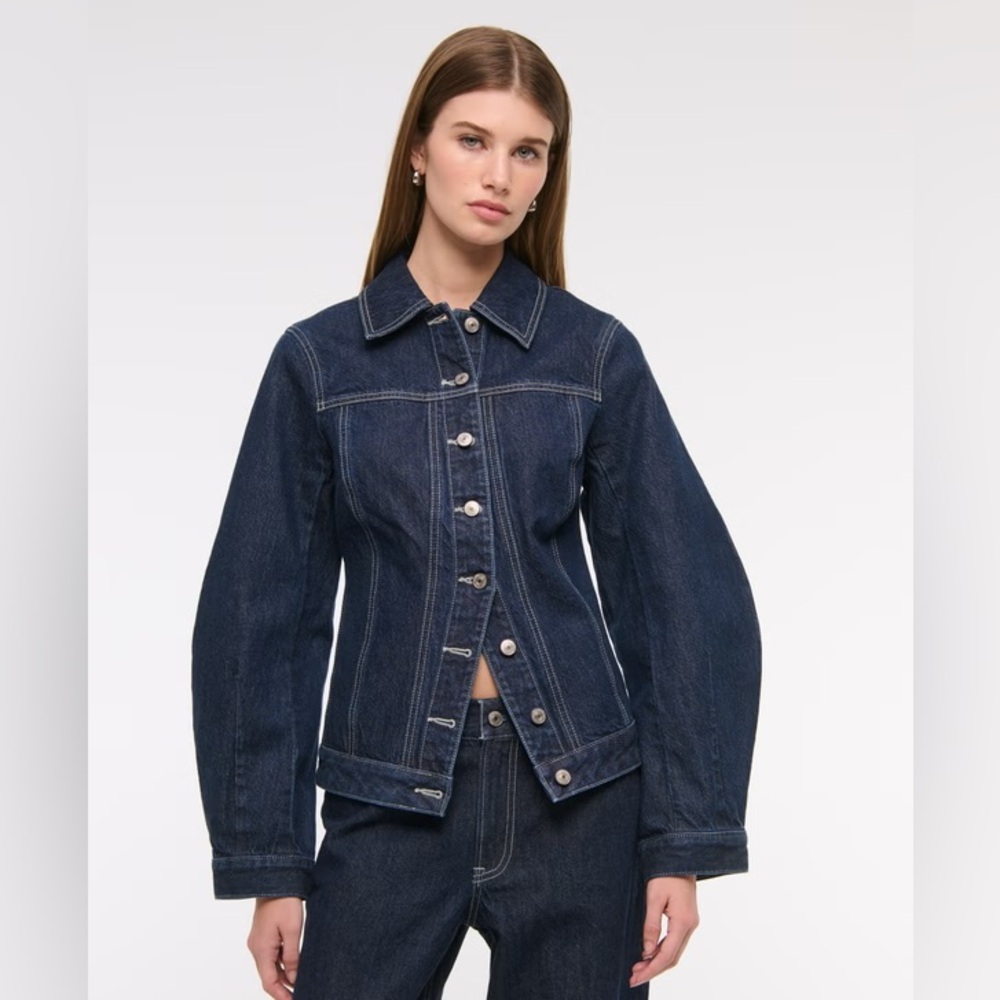 Riders Cooper Denim Women's Jean Jacket Button Front Dark Navy Size M